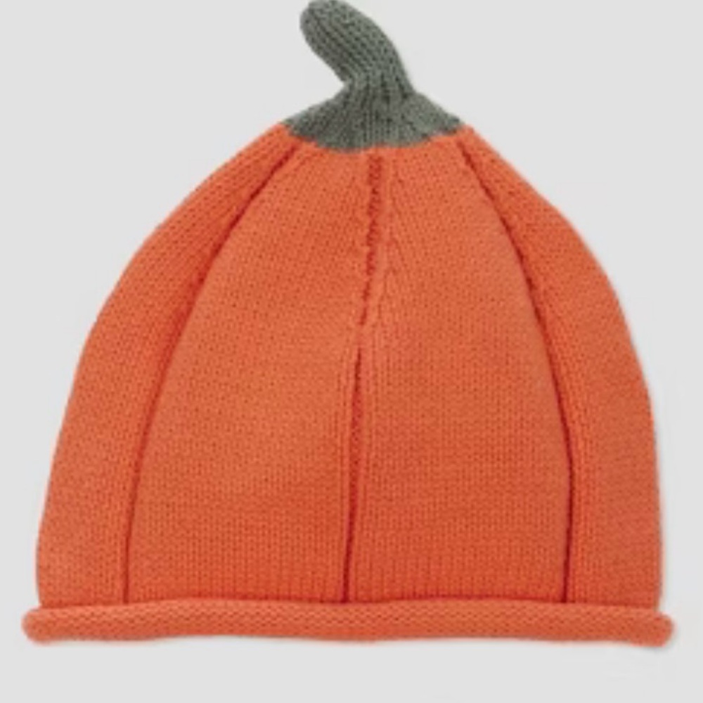 New Carter's Orange Pumpkin Knit Hat - Picture 2 of 4